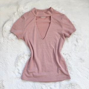 Aritzia Wilfred Keyhole Mockneck Cut-out Top XS - Baby Pink